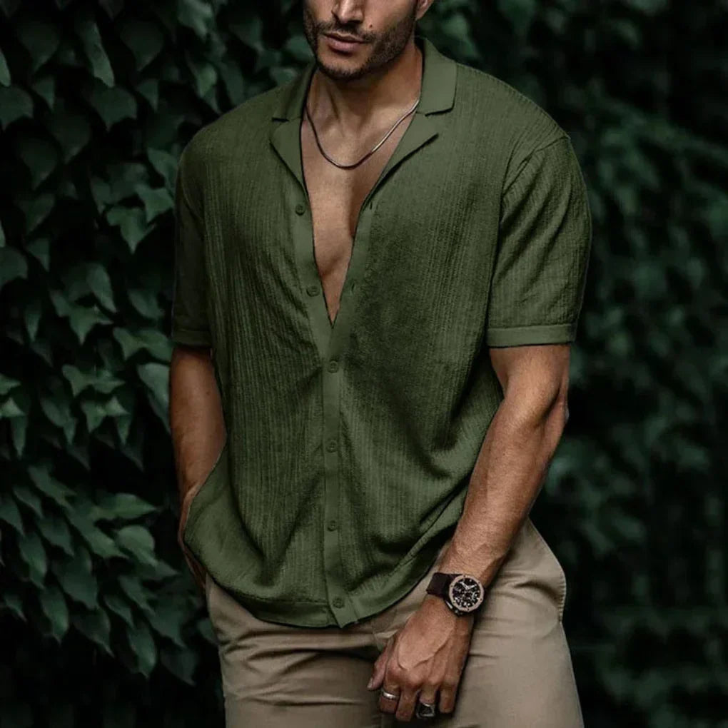 KNITTED LINEN SHIRT FOR MEN