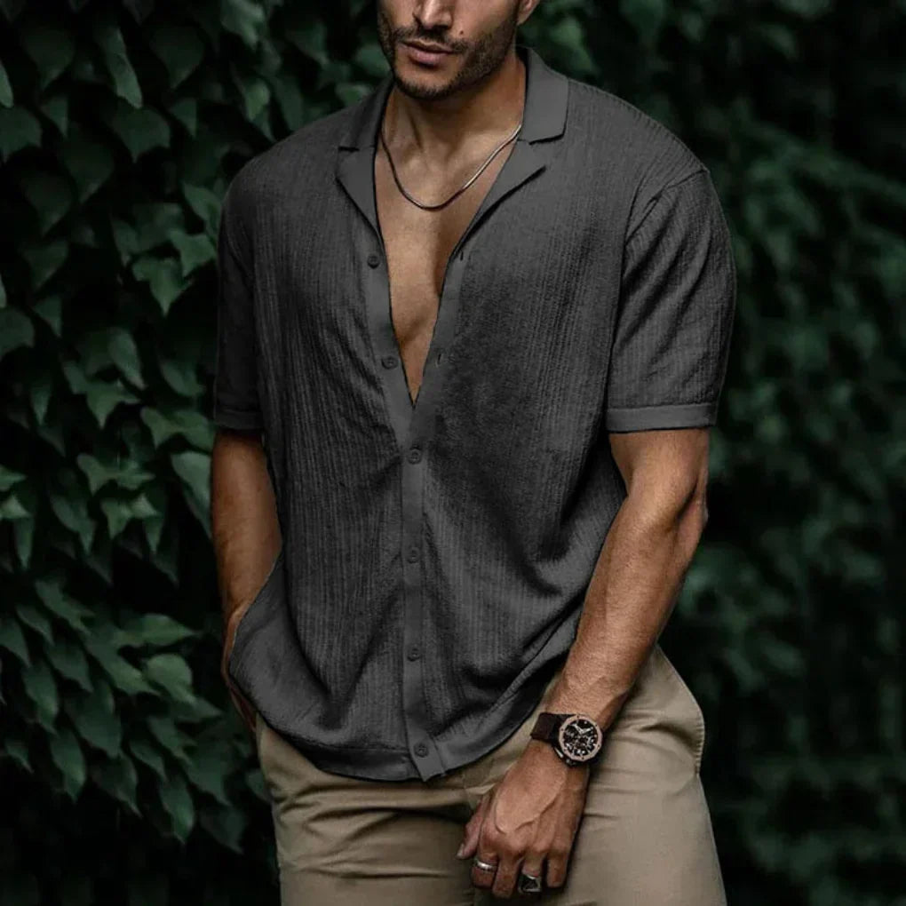KNITTED LINEN SHIRT FOR MEN