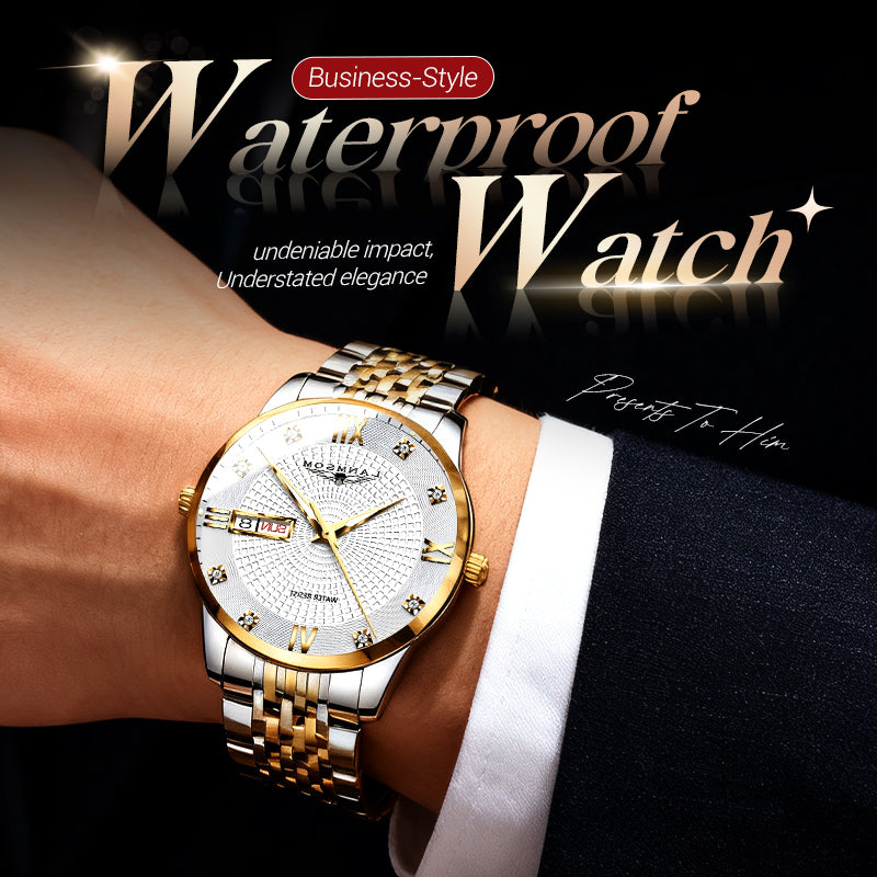 💥Men's Stainless Steel Waterproof Business Watch