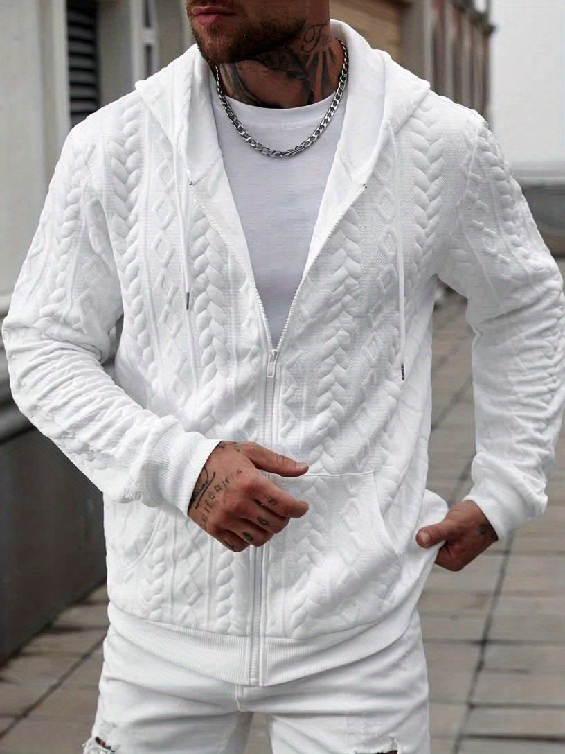 MEN'S GEOMETRIC KNIT HOODIE