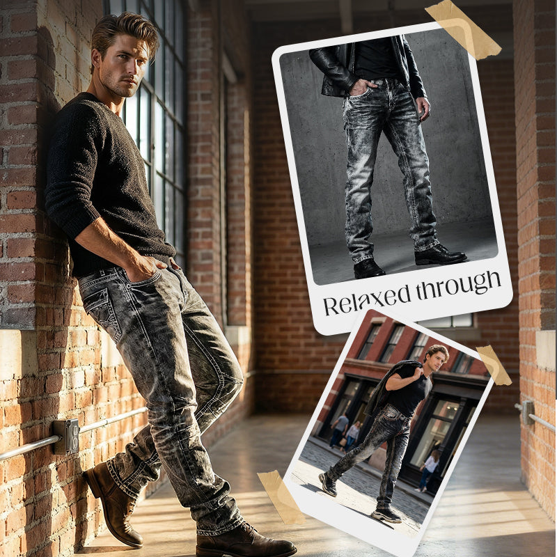 Men's Fashion Creative Stretch Denim Jeans,Minimalist Style Suitable For Summer, Emo Style
