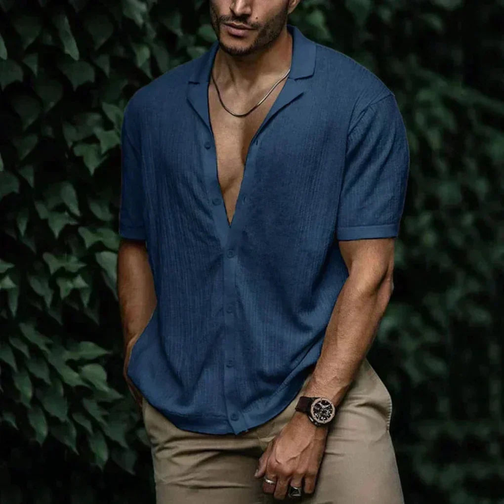 KNITTED LINEN SHIRT FOR MEN