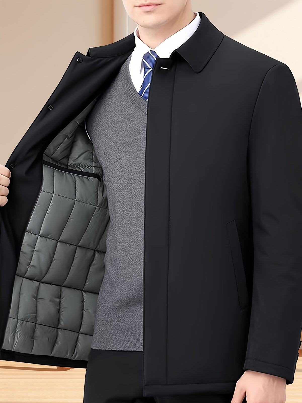 MEN'S LAPEL COLLAR ZIP JACKET