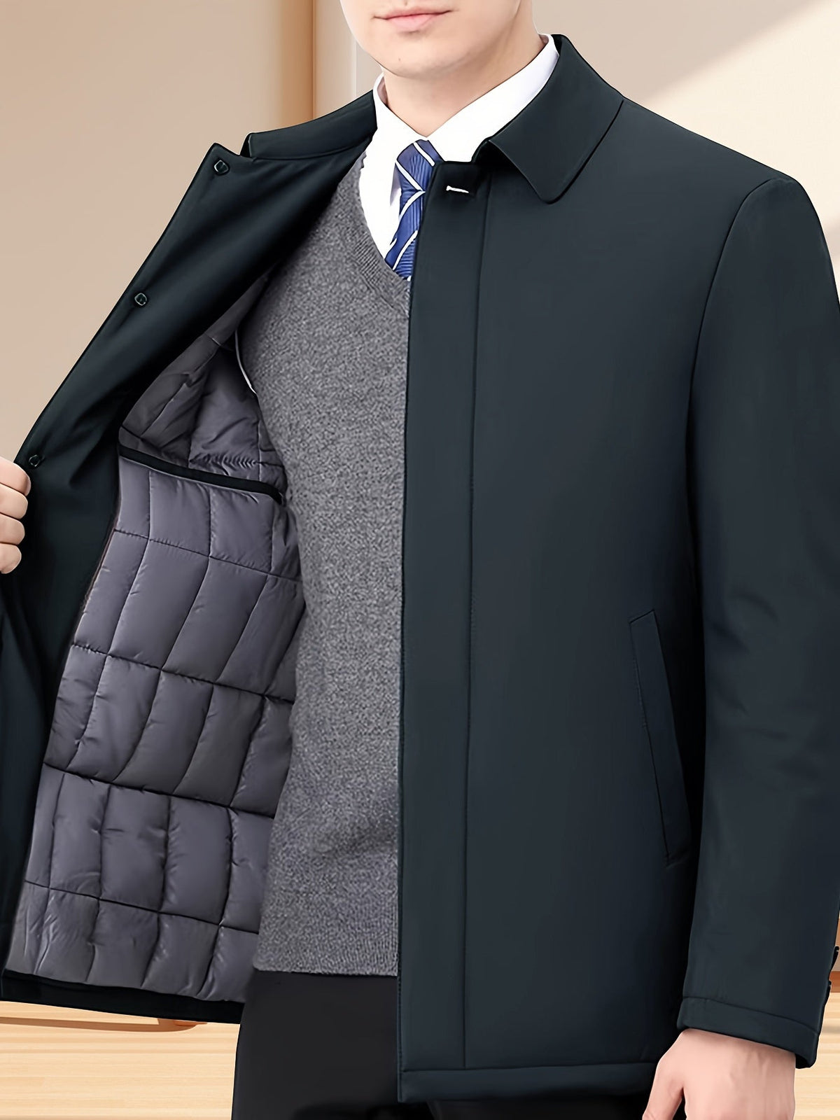 MEN'S LAPEL COLLAR ZIP JACKET