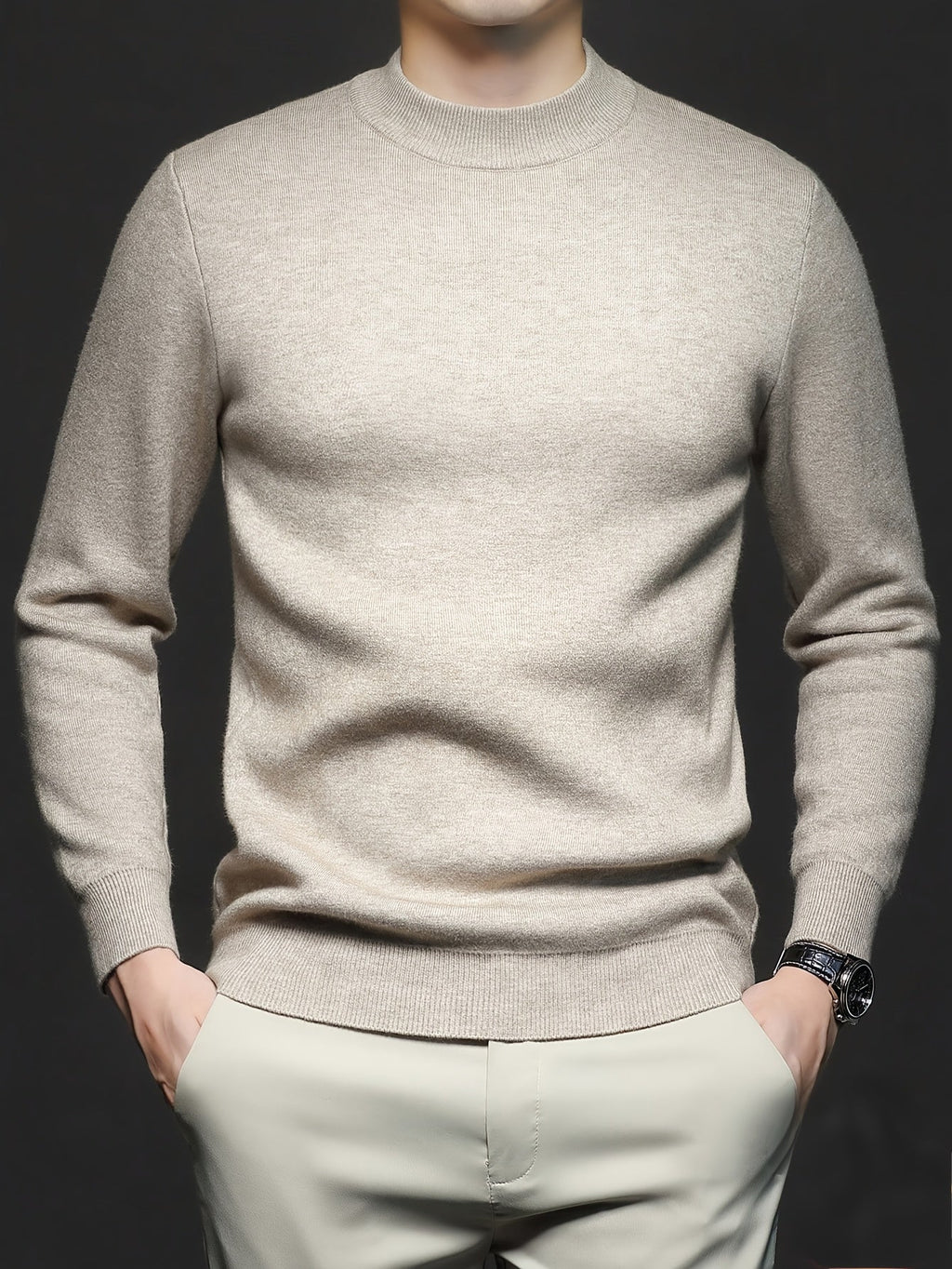 MEN'S COTTON KNIT TURTLENECK SWEATER
