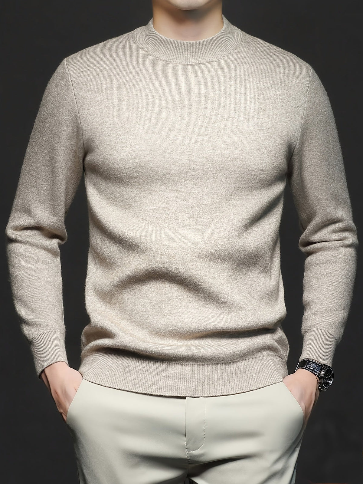 MEN'S COTTON KNIT TURTLENECK SWEATER