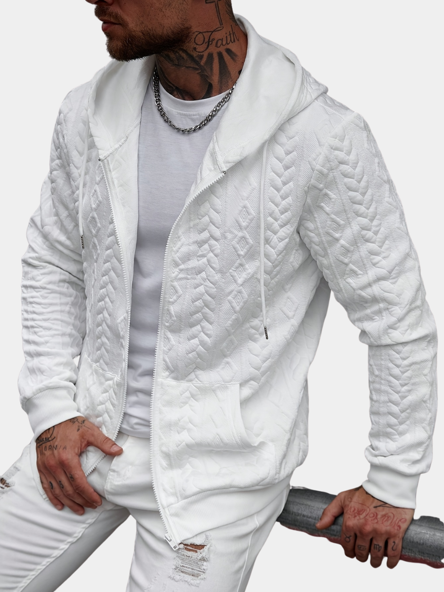 MEN'S GEOMETRIC KNIT HOODIE