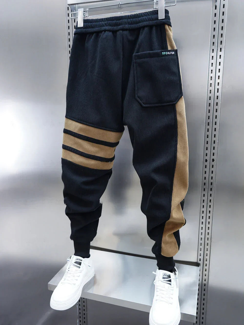 CASUAL PATCHWORK STRIPED TROUSERS