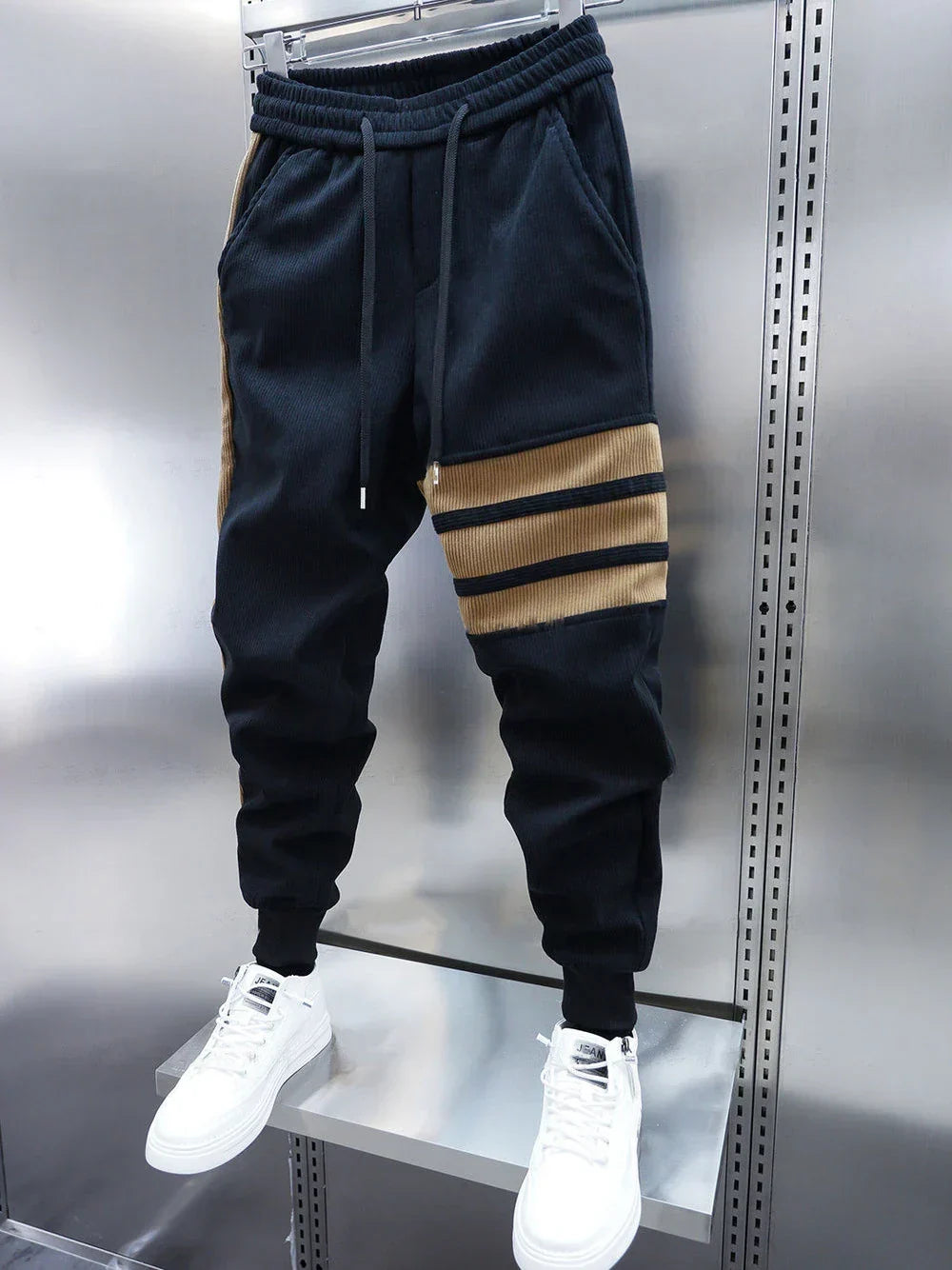 CASUAL PATCHWORK STRIPED TROUSERS