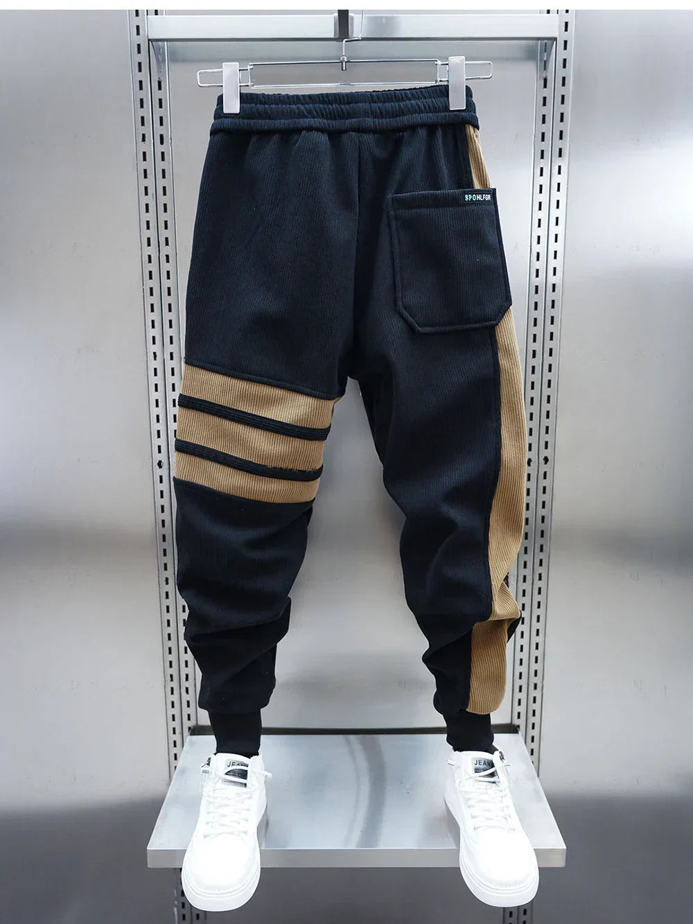 CASUAL PATCHWORK STRIPED TROUSERS