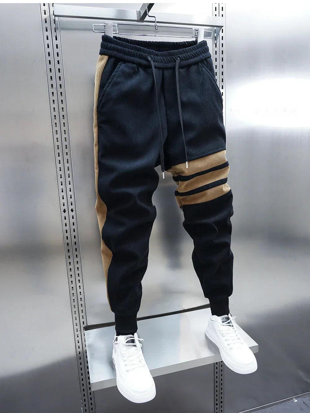 CASUAL PATCHWORK STRIPED TROUSERS