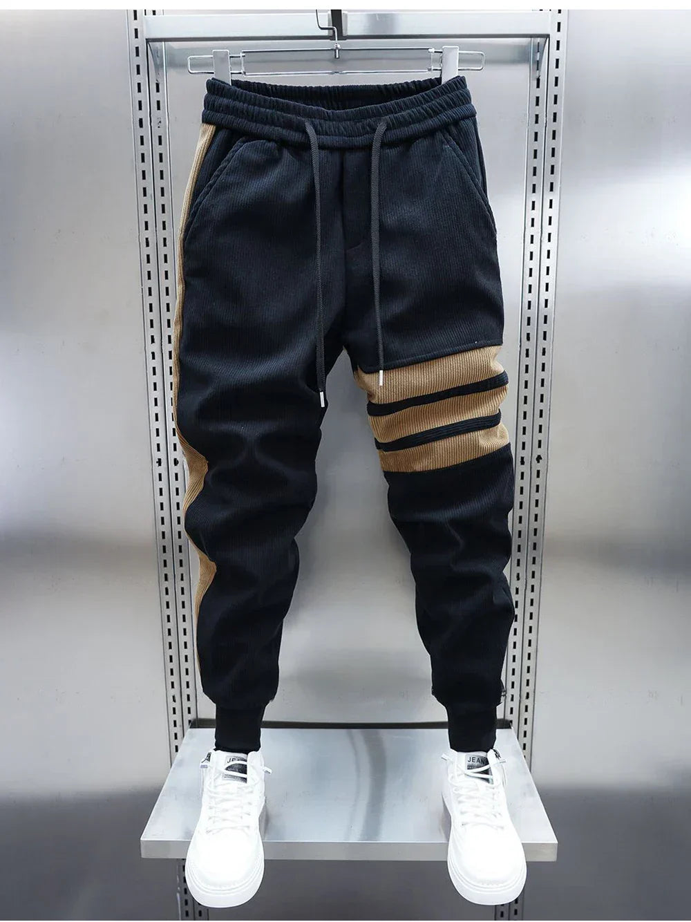 CASUAL PATCHWORK STRIPED TROUSERS