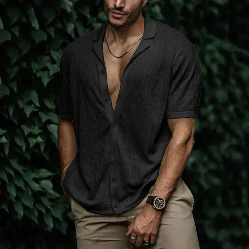 KNITTED LINEN SHIRT FOR MEN
