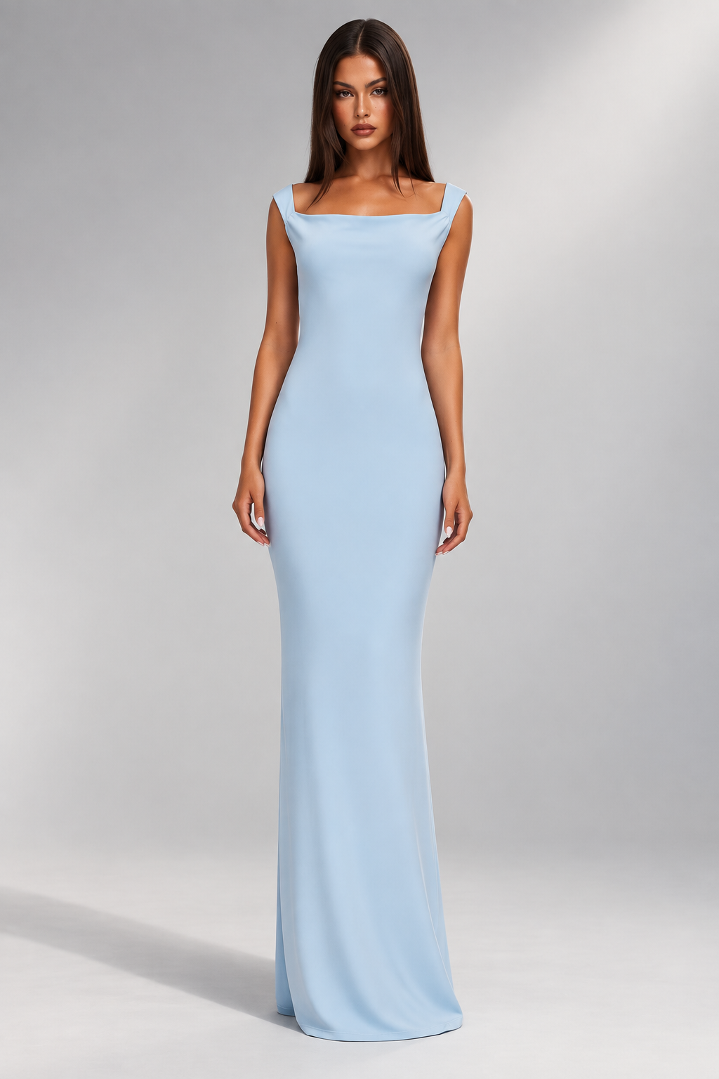 Baby Blue Square Neck Gown