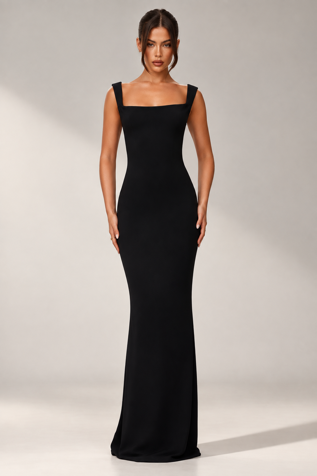 Black Square Neck Gown