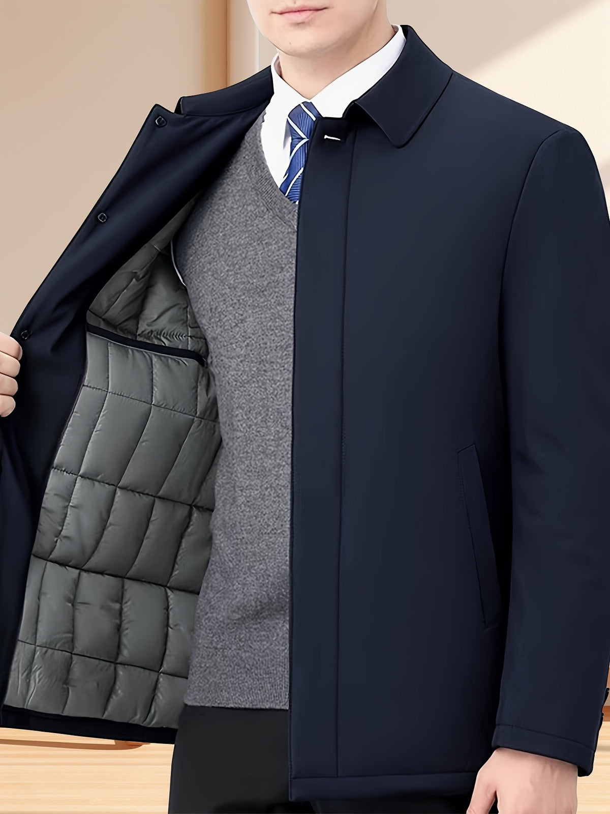 MEN'S LAPEL COLLAR ZIP JACKET