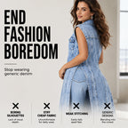 Women's Longline Sleeveless Denim Vest Jacket