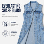 Women's Longline Sleeveless Denim Vest Jacket