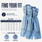 Women's Longline Sleeveless Denim Vest Jacket