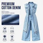 Women's Longline Sleeveless Denim Vest Jacket
