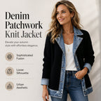Women's Denim Patchwork Knit Cardigan Jacket