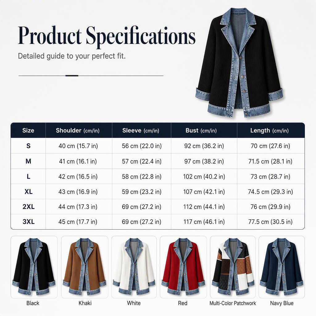Women's Denim Patchwork Knit Cardigan Jacket