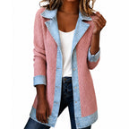 Women's Denim Patchwork Knit Cardigan Jacket