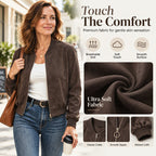 Women's Faux Suede Cropped Bomber Jacket
