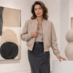 Women's Faux Suede Cropped Bomber Jacket