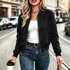Women's Faux Suede Cropped Bomber Jacket