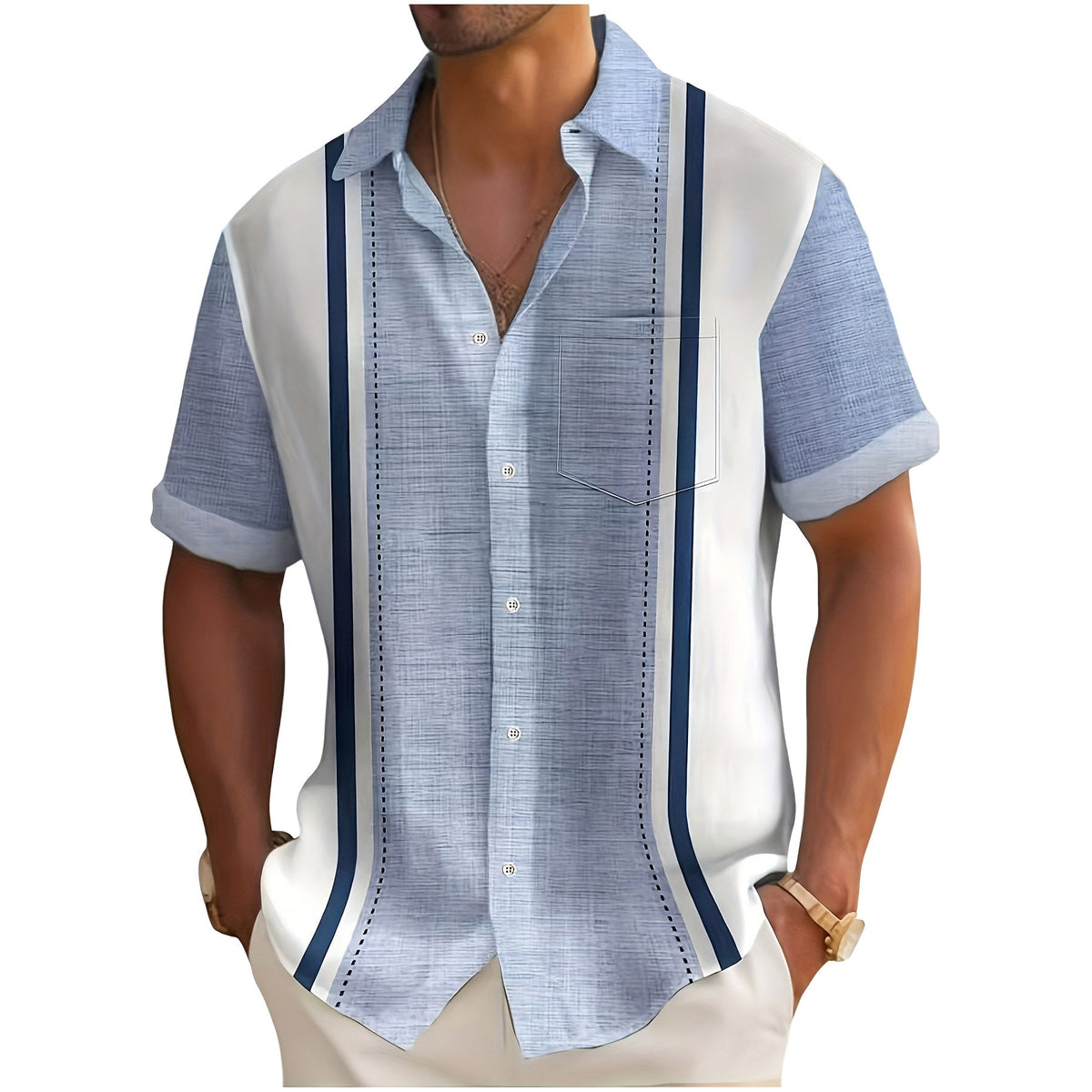 TEXTURED STRIPED SHIRT FOR MEN
