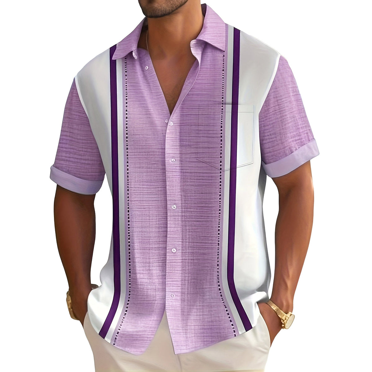TEXTURED STRIPED SHIRT FOR MEN