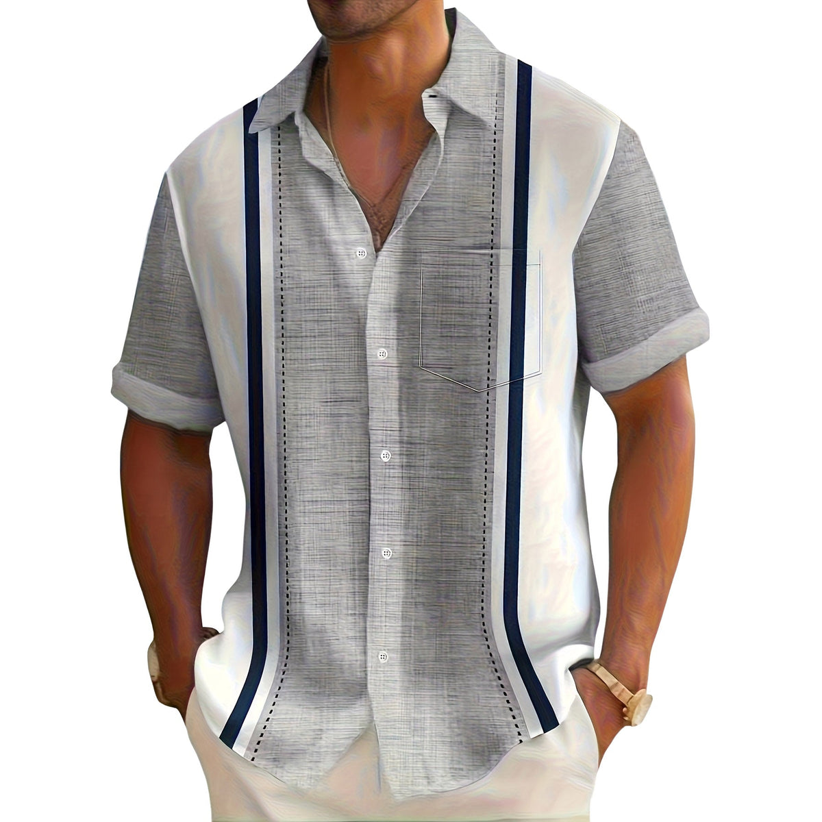 TEXTURED STRIPED SHIRT FOR MEN