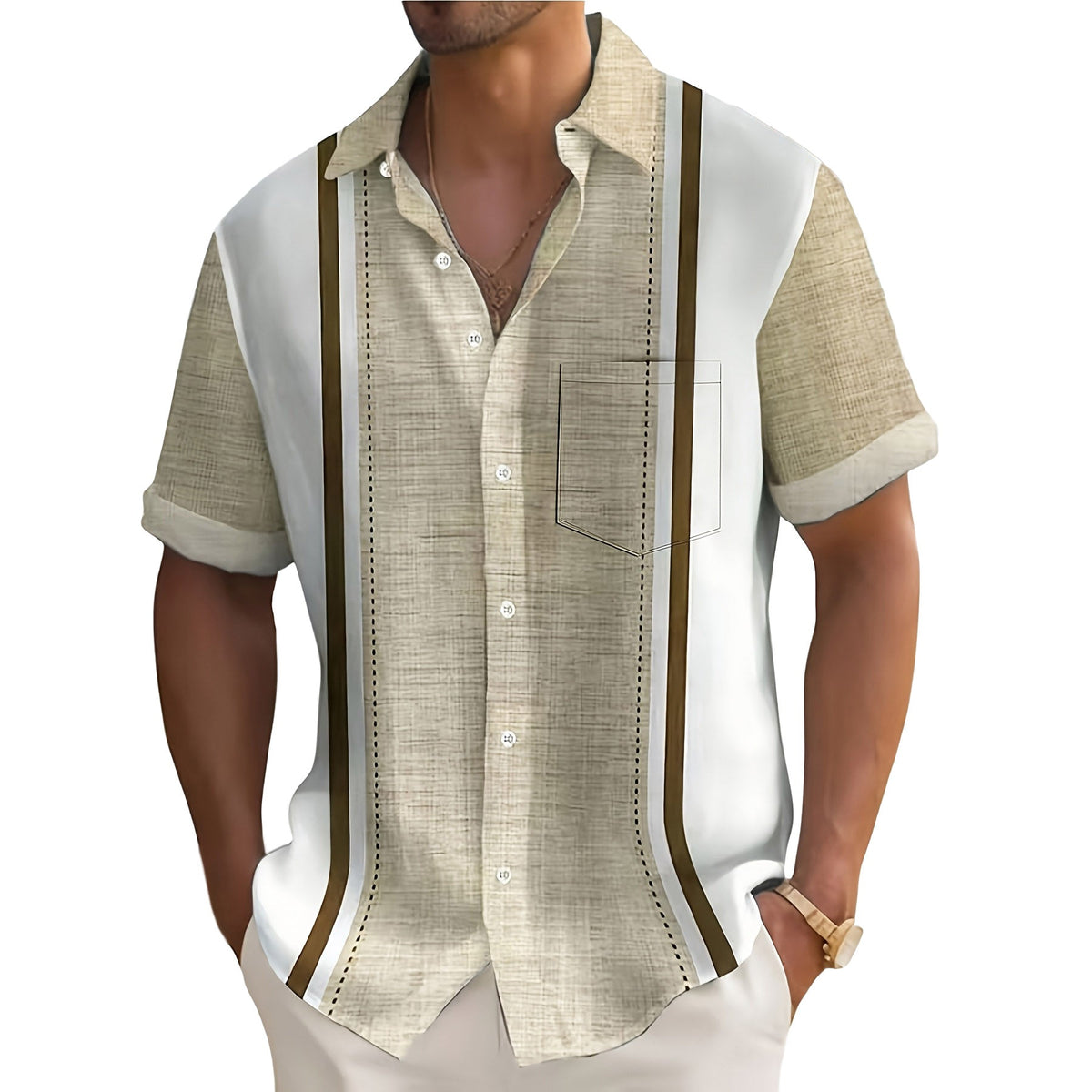 TEXTURED STRIPED SHIRT FOR MEN