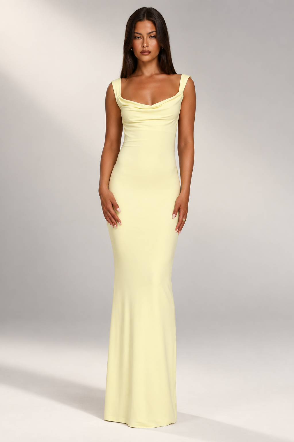 Yellow Cowl Neck Gown